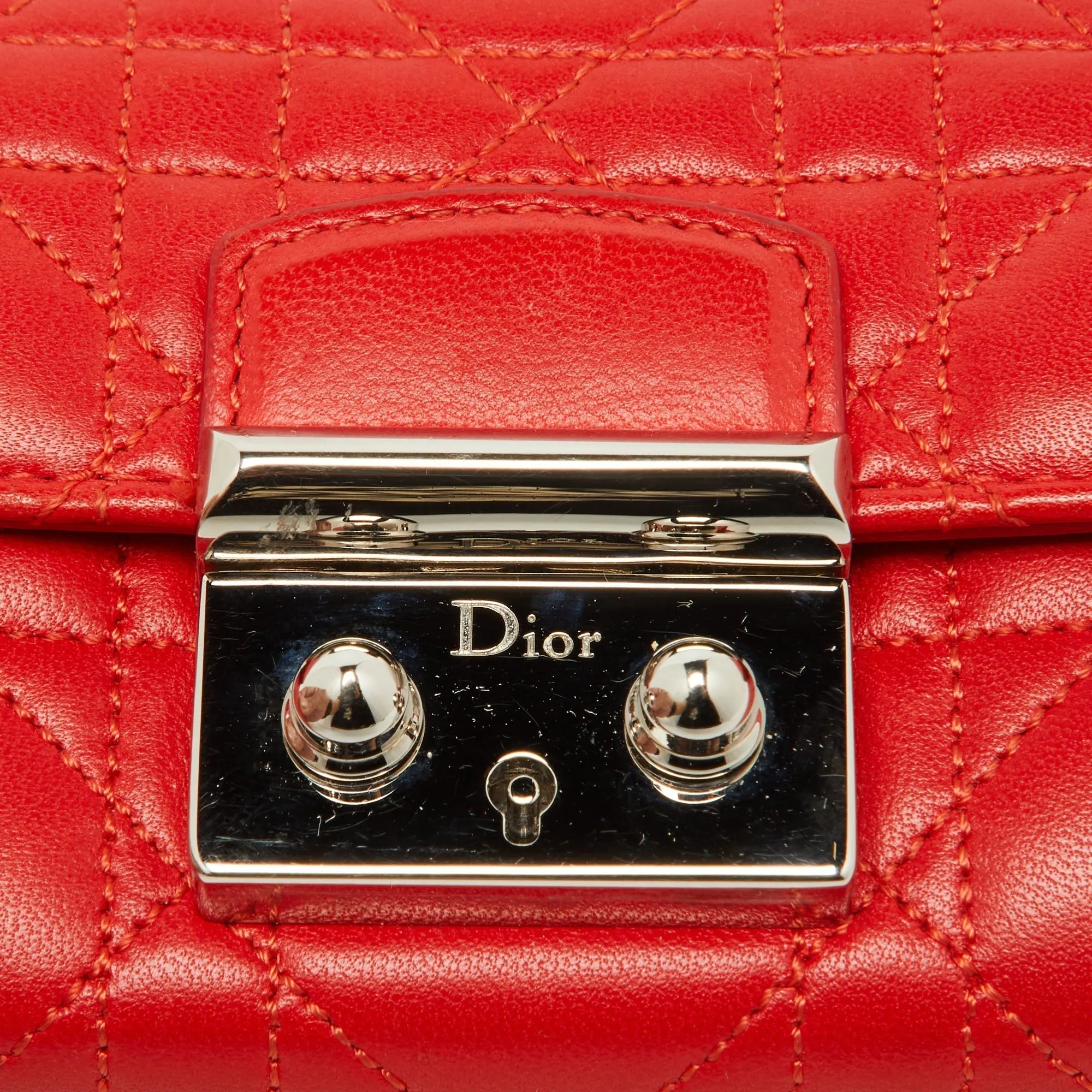 DIOR Red Cannage Leather Miss  Compact Wallet