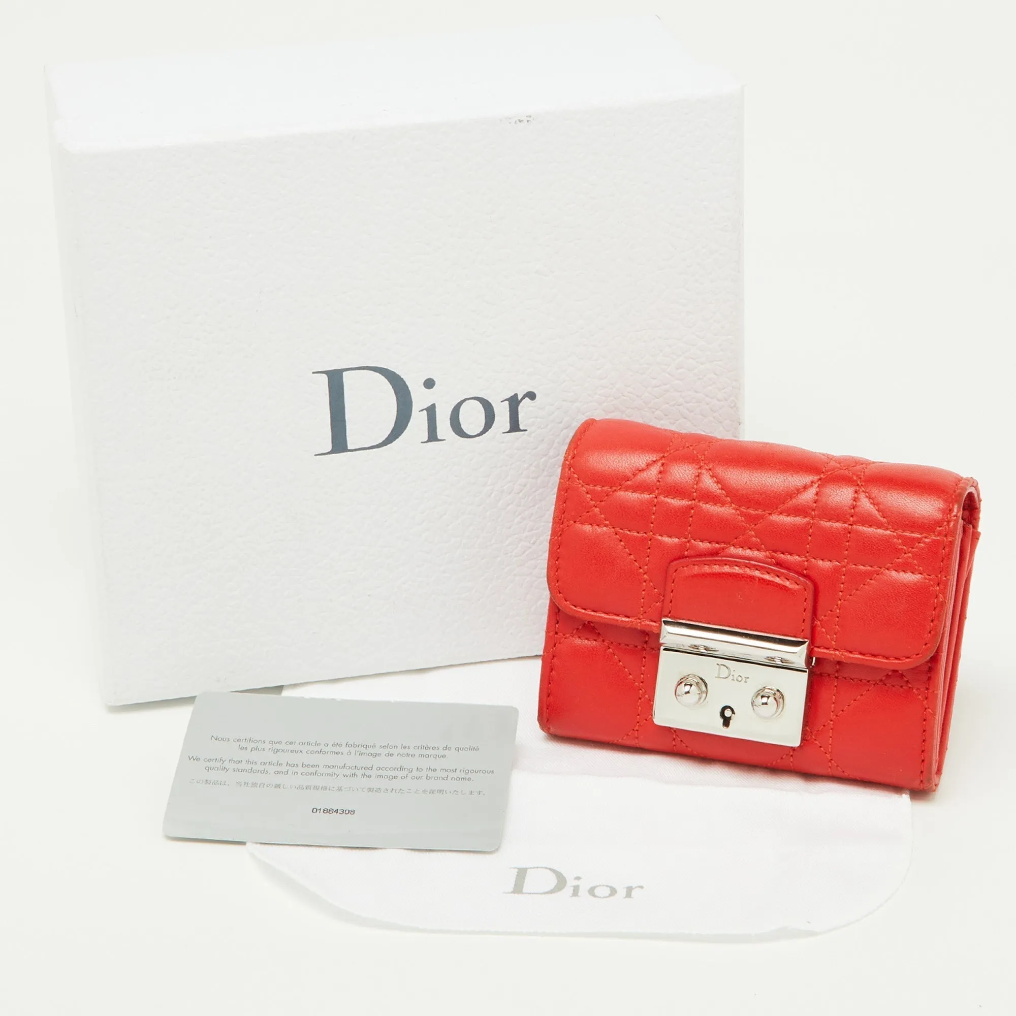 DIOR Red Cannage Leather Miss  Compact Wallet