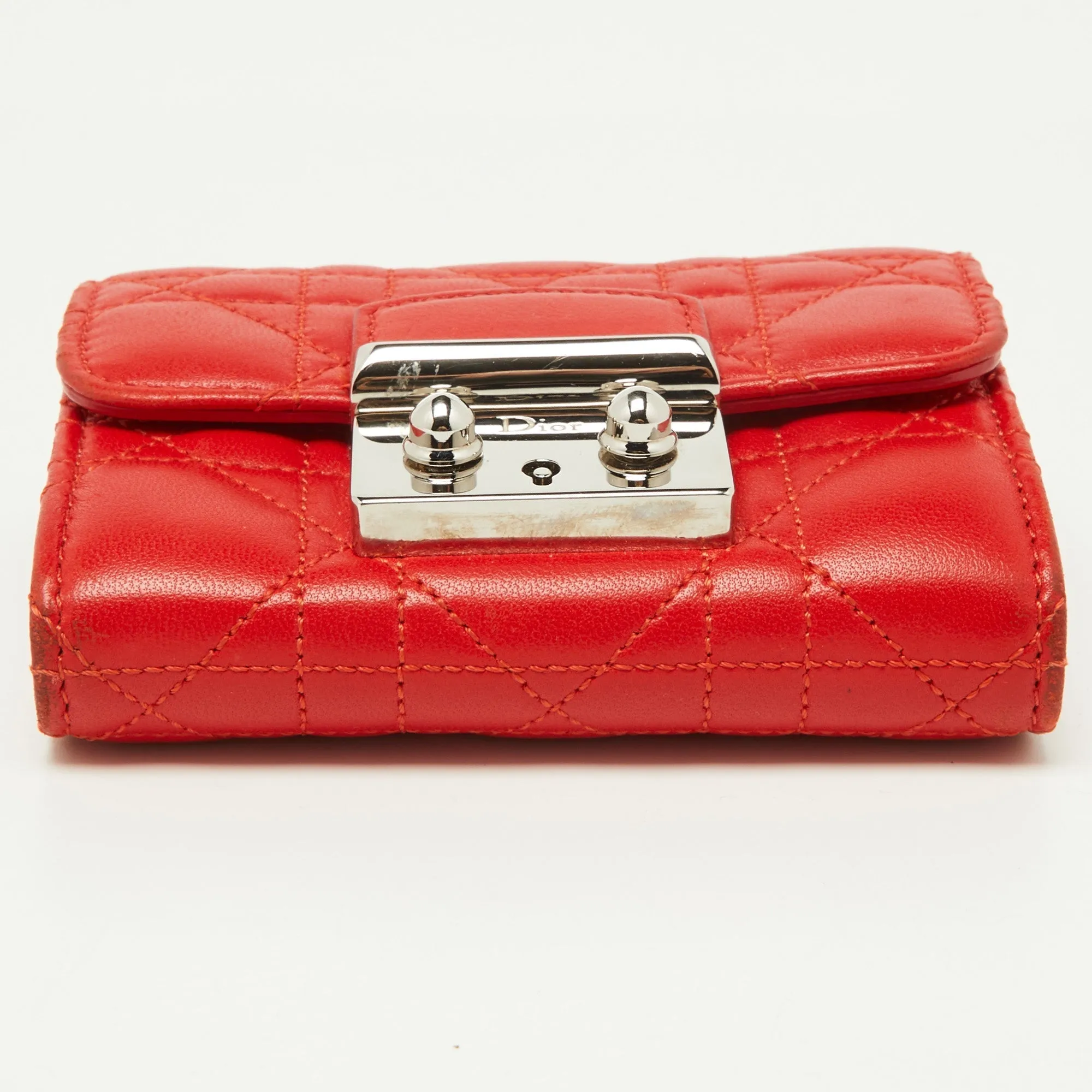 DIOR Red Cannage Leather Miss  Compact Wallet