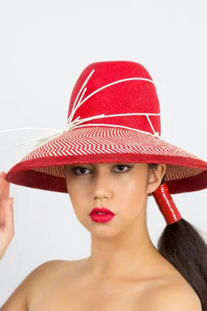 EMILY; Red and Cream Dior Style Hat
