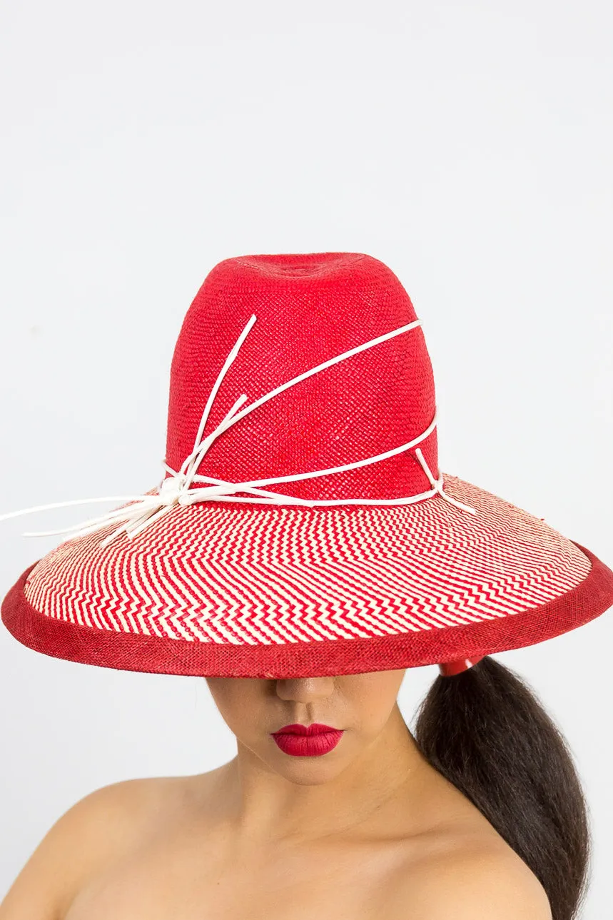 EMILY; Red and Cream Dior Style Hat