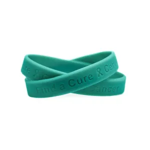Find a Cure - Cervical Cancer teal wristband - Adult 8"