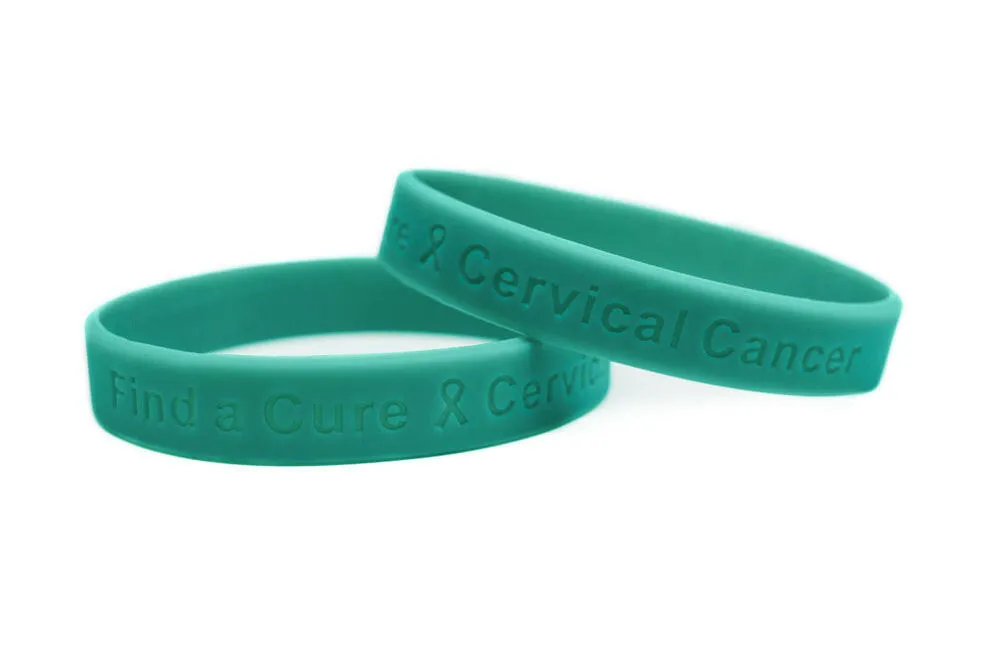 Find a Cure - Cervical Cancer teal wristband - Adult 8"