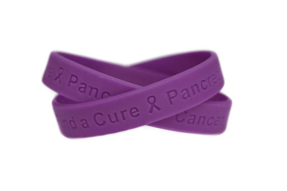 Find a Cure - Pancreatic Cancer  purple wristband - Youth 7"