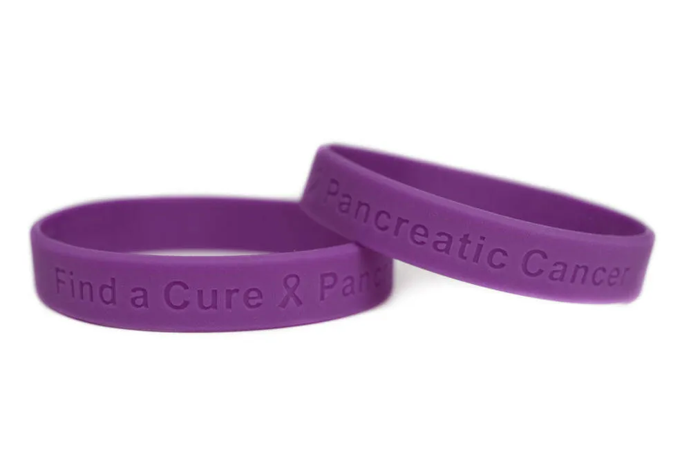 Find a Cure - Pancreatic Cancer  purple wristband - Youth 7"
