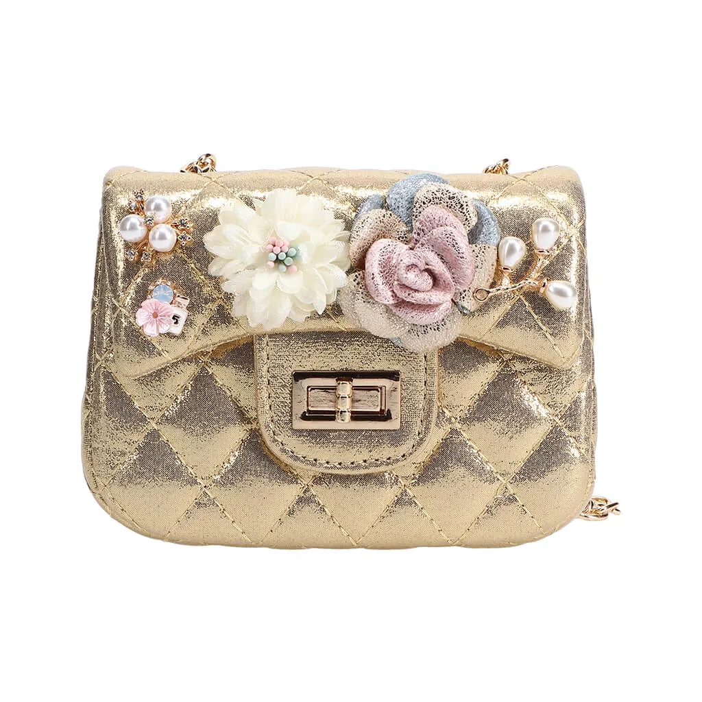 Floral Shinny Quilted Purse