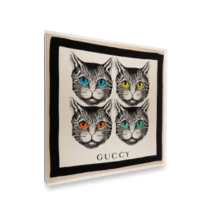 Framed Gucci Silk Mystic Cats Scarf in 36x36x2 Shadowbox