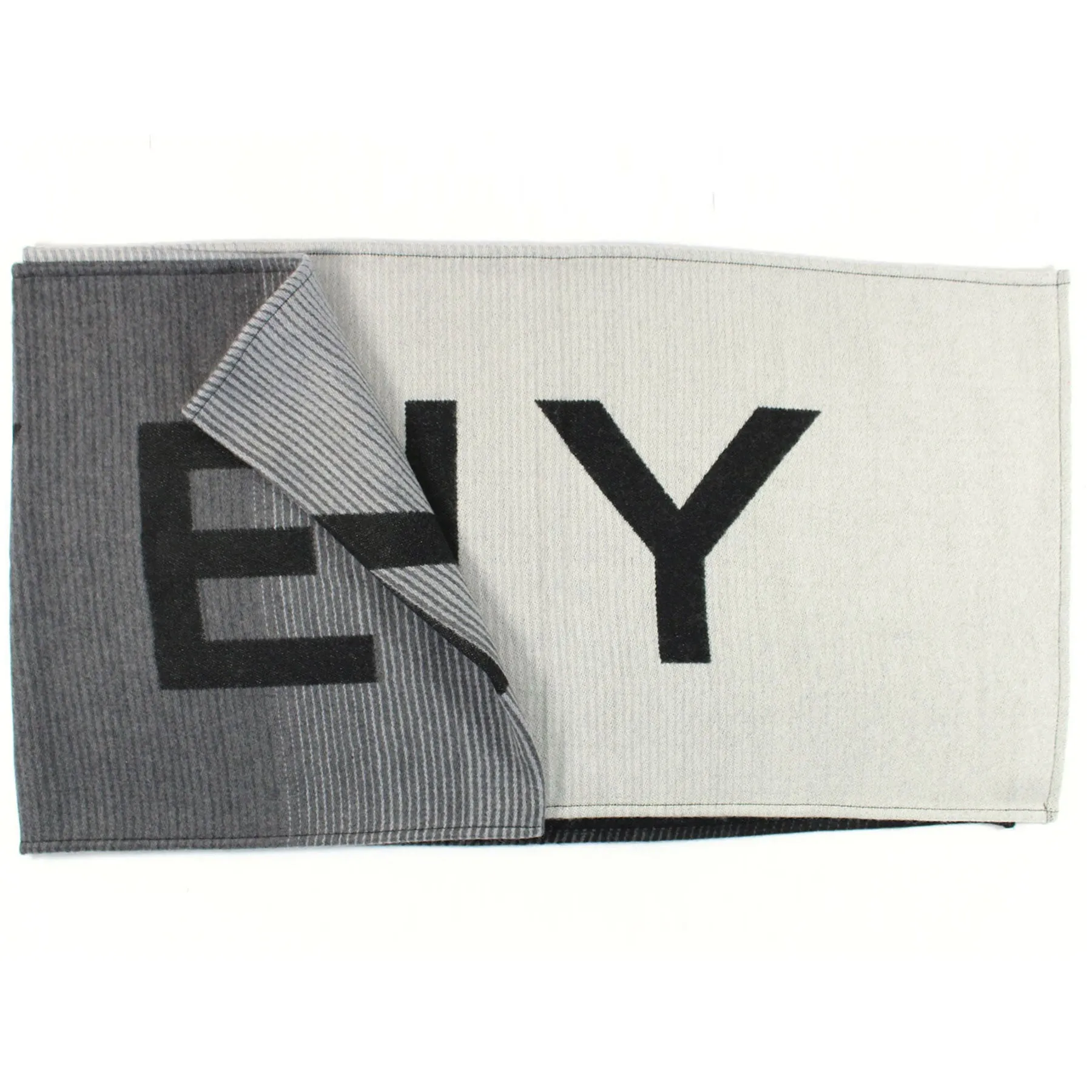 Givenchy Scarf Black Gray Logo Design - Wool Silk Shawl SALE