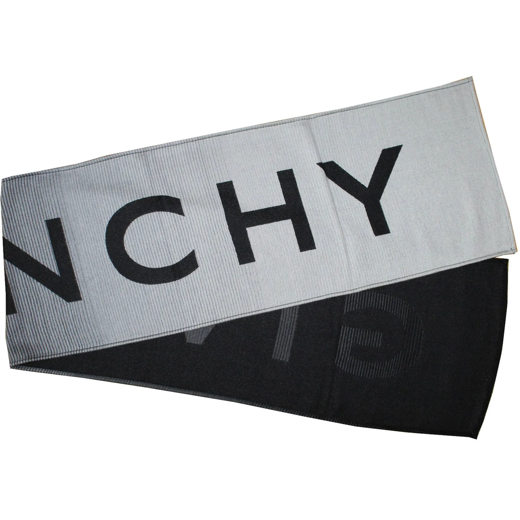 Givenchy Scarf Black Gray Logo Design - Wool Silk Shawl SALE