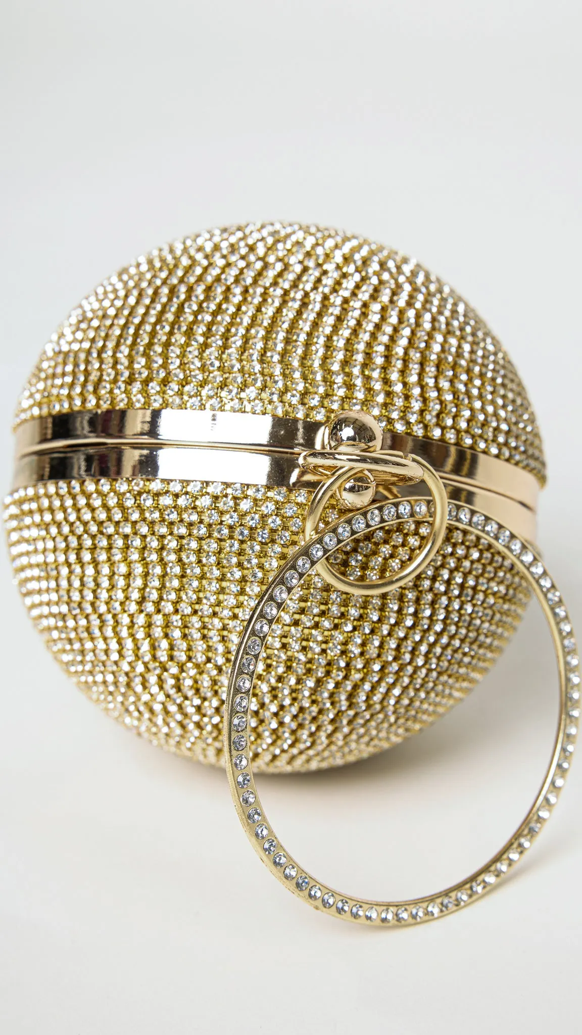 Glitter Gold Rhinestones Disco Ball Clutch