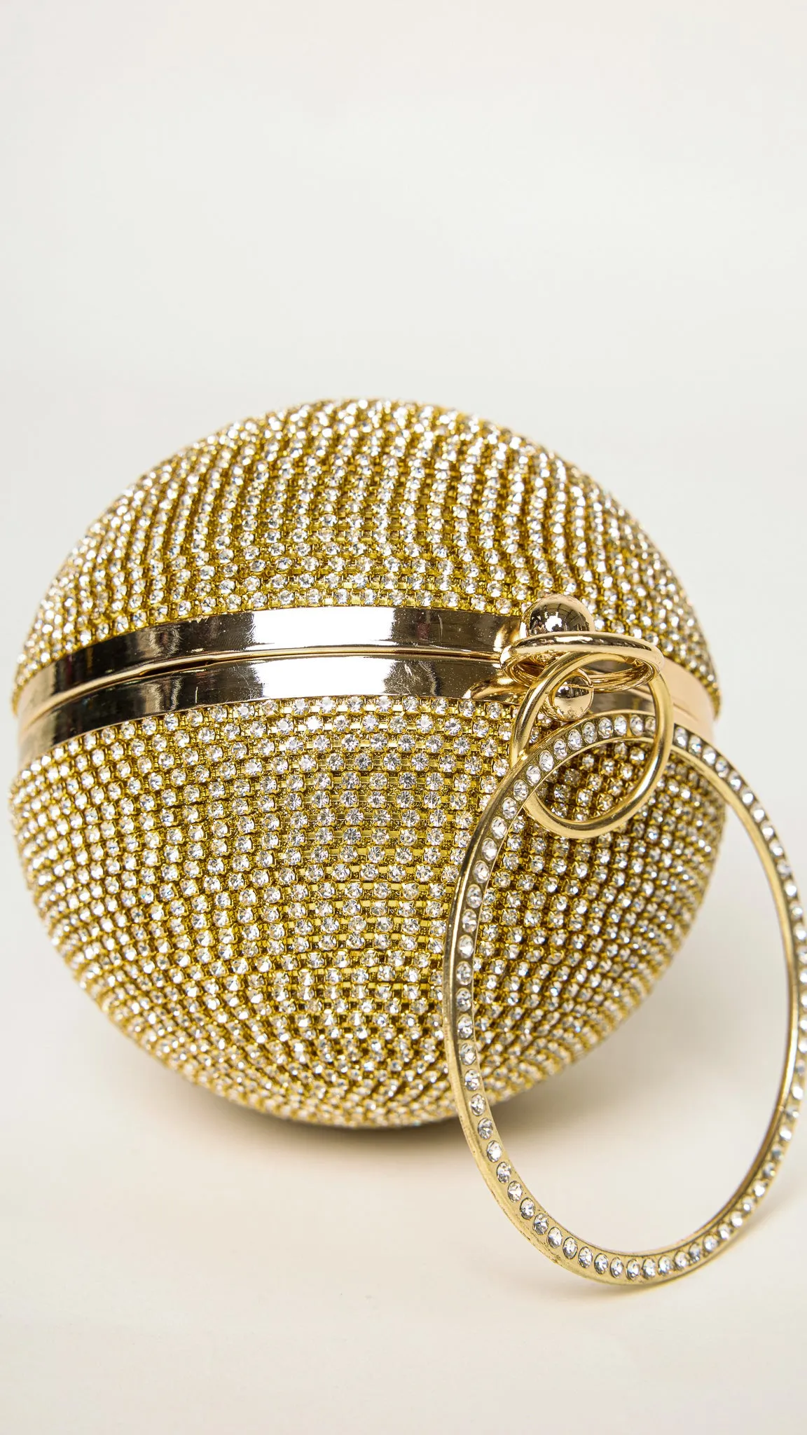 Glitter Gold Rhinestones Disco Ball Clutch