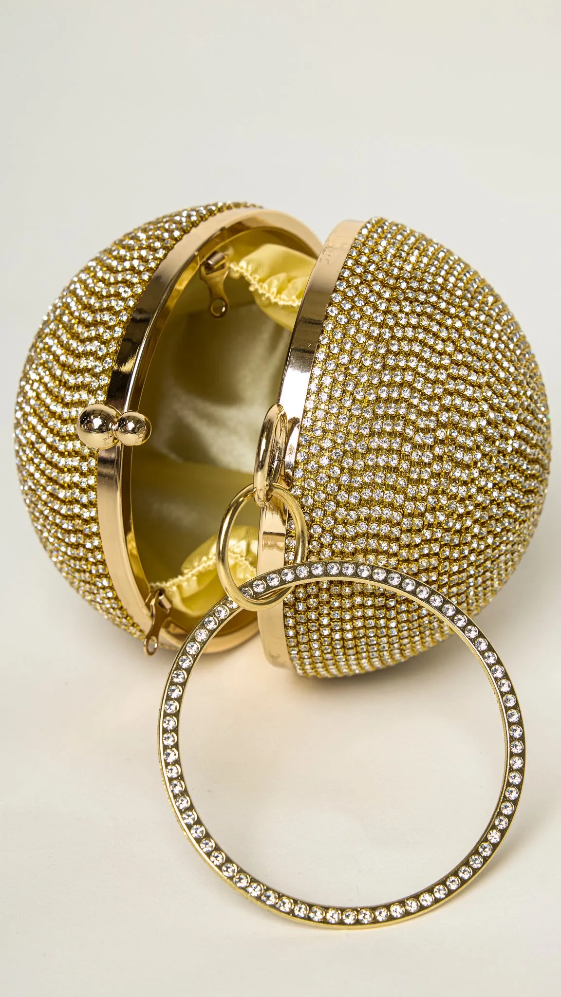 Glitter Gold Rhinestones Disco Ball Clutch