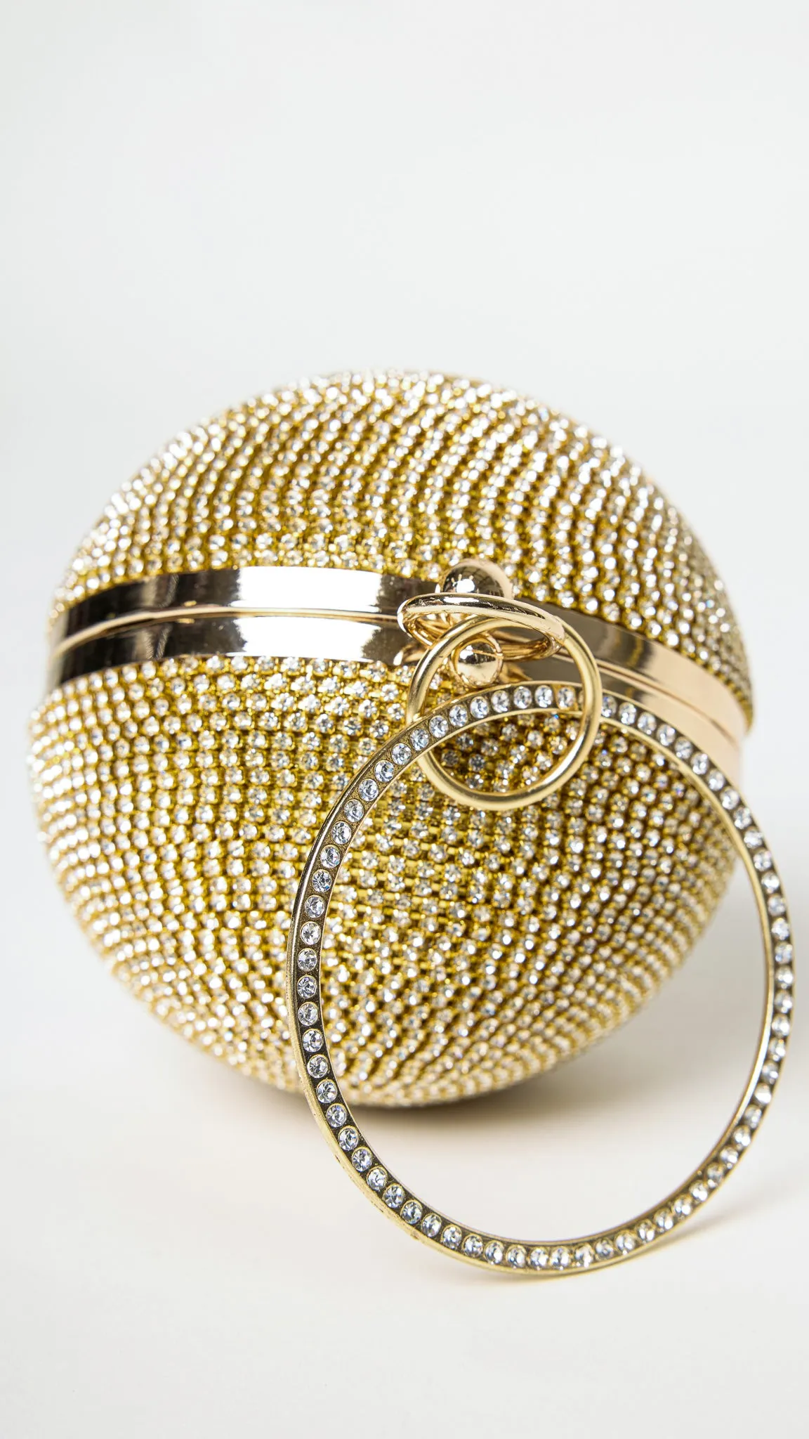 Glitter Gold Rhinestones Disco Ball Clutch
