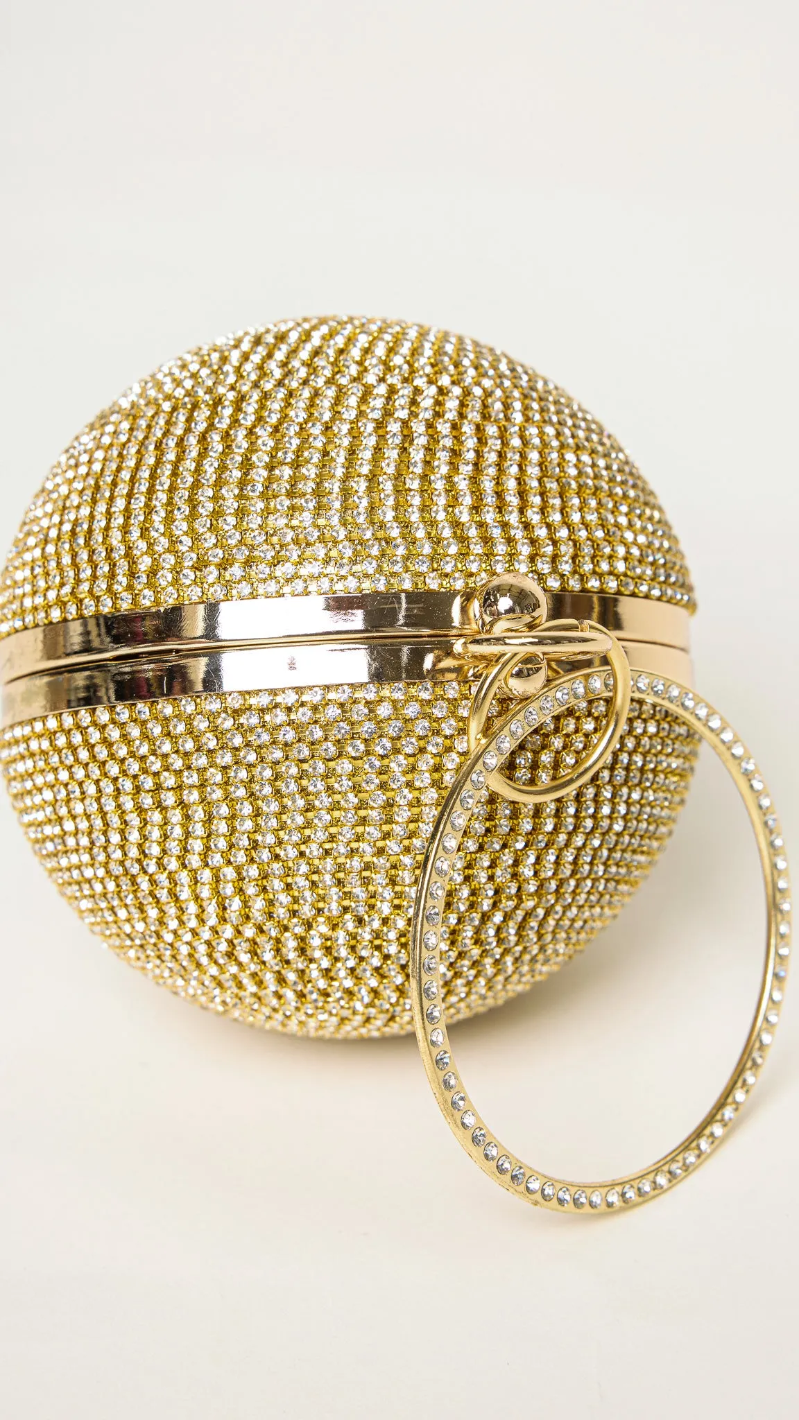 Glitter Gold Rhinestones Disco Ball Clutch