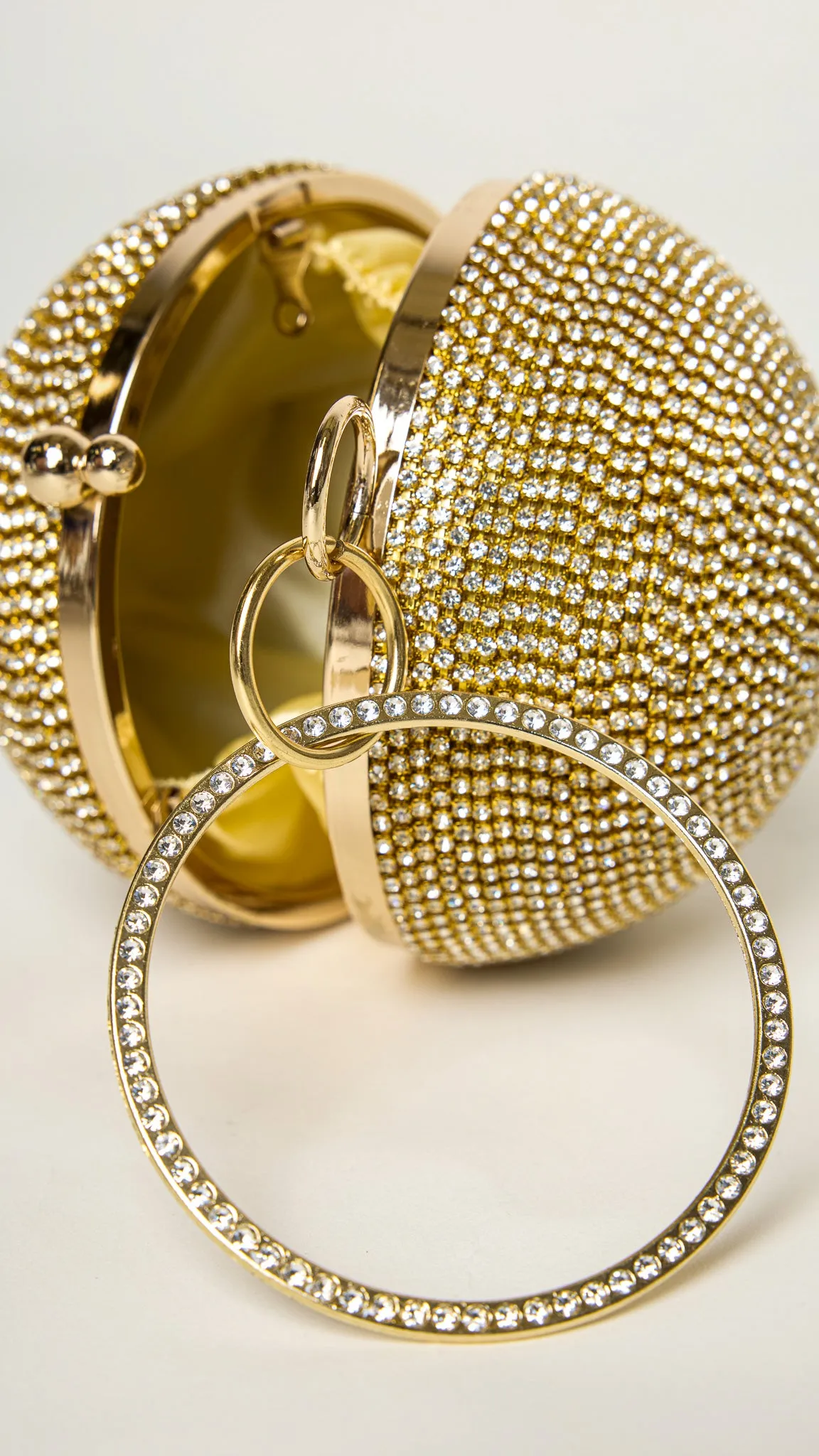 Glitter Gold Rhinestones Disco Ball Clutch
