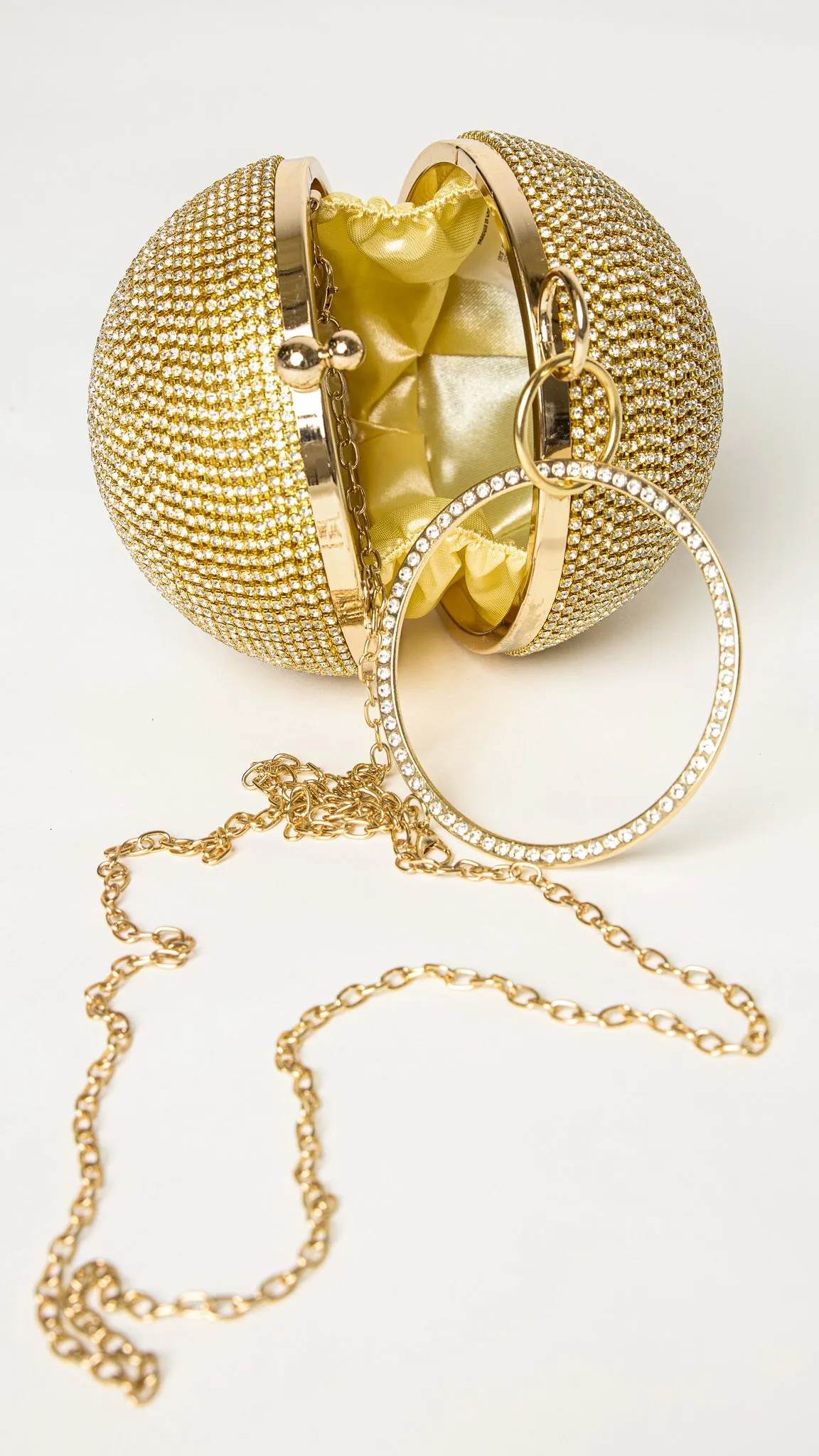 Glitter Gold Rhinestones Disco Ball Clutch