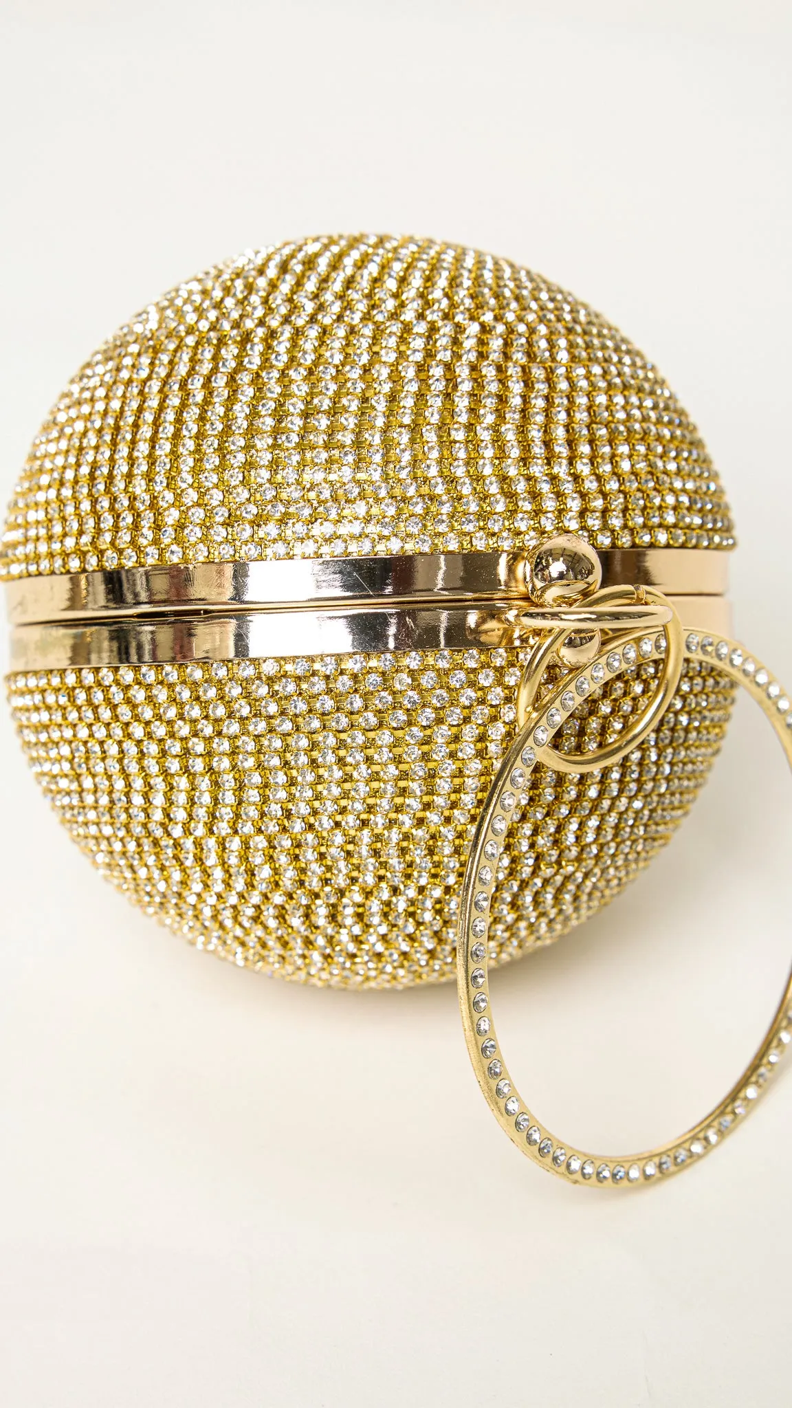 Glitter Gold Rhinestones Disco Ball Clutch