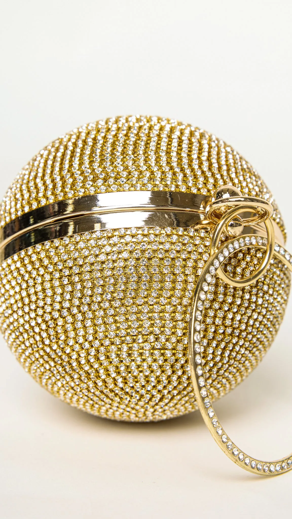 Glitter Gold Rhinestones Disco Ball Clutch