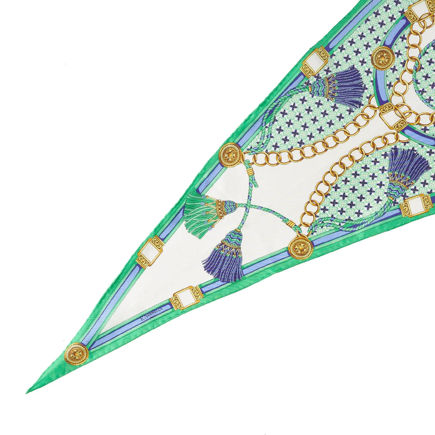GREEN SILK DIAMOND SHAPE SCARF
