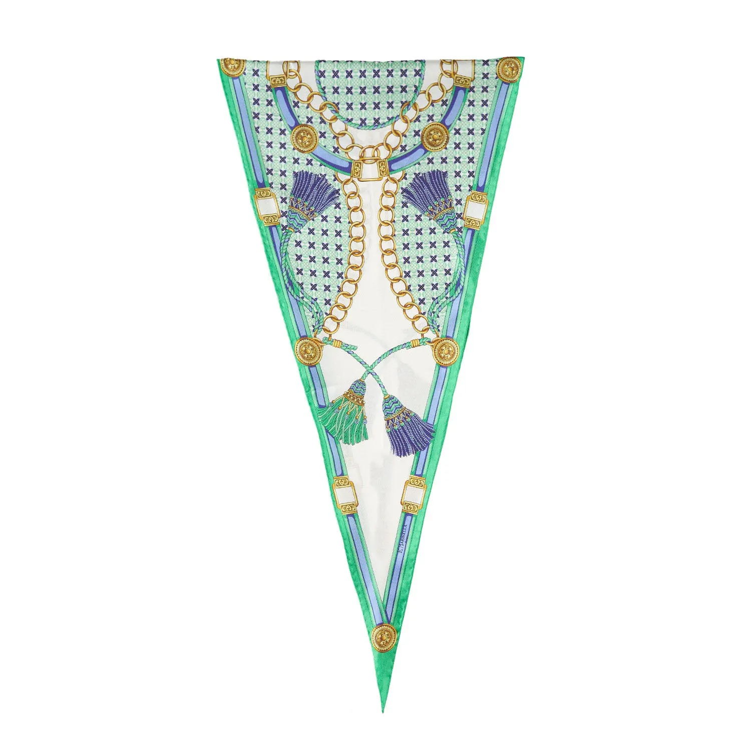 GREEN SILK DIAMOND SHAPE SCARF