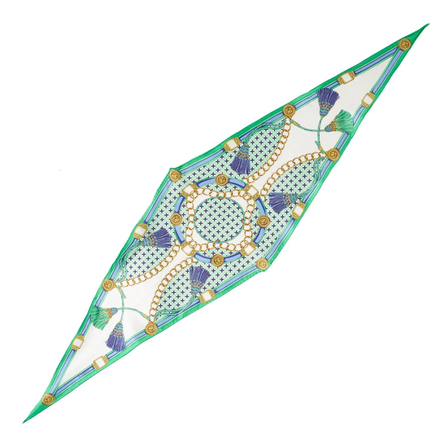GREEN SILK DIAMOND SHAPE SCARF