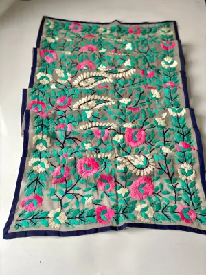 Grey x Teal Mini Georgette Neck Scarf / Wrap