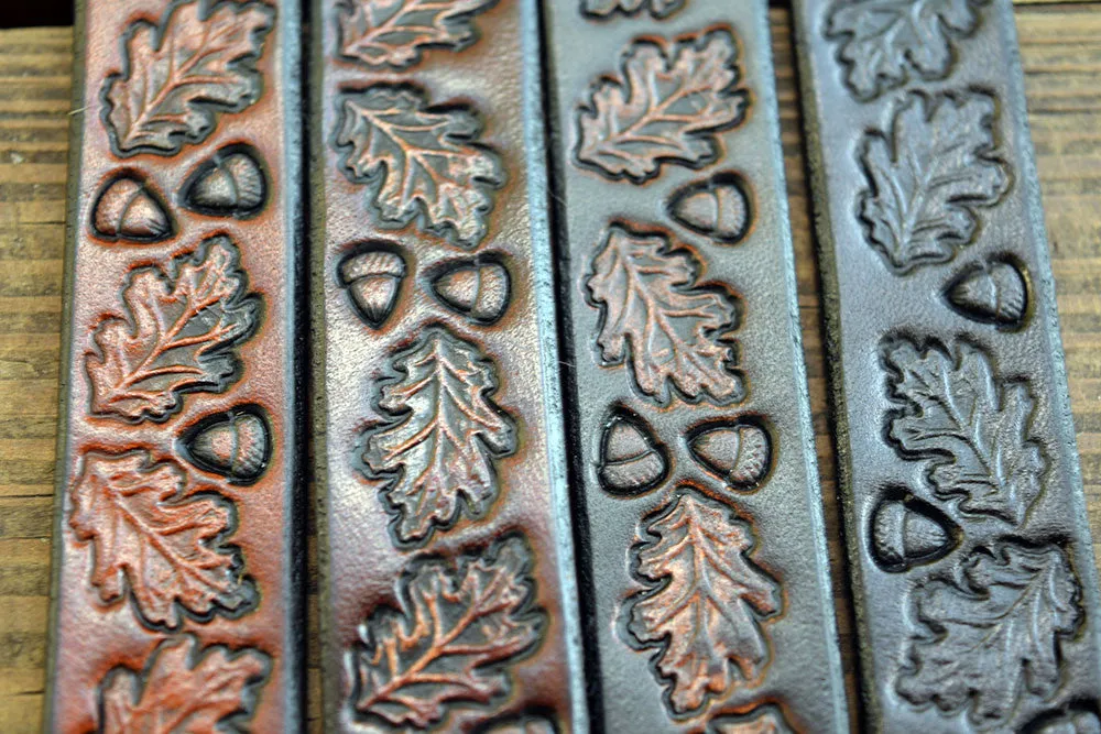 Handmade Leather Bracelets | Vintage Tooled Oak Leaf Design