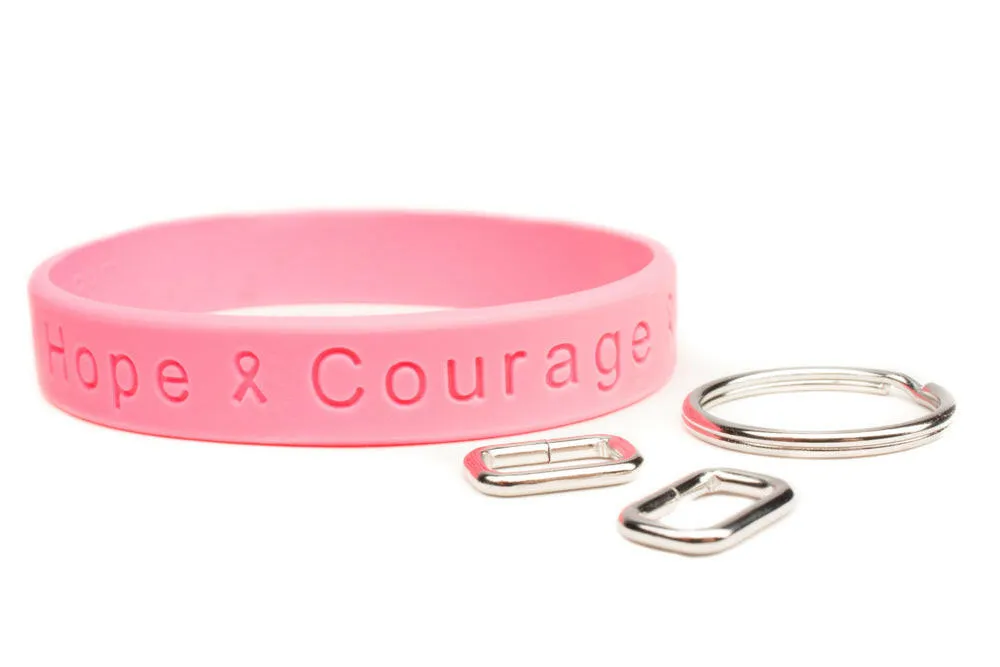 Hope Courage Faith Pink Wristband with LoopKit - Adult 8"
