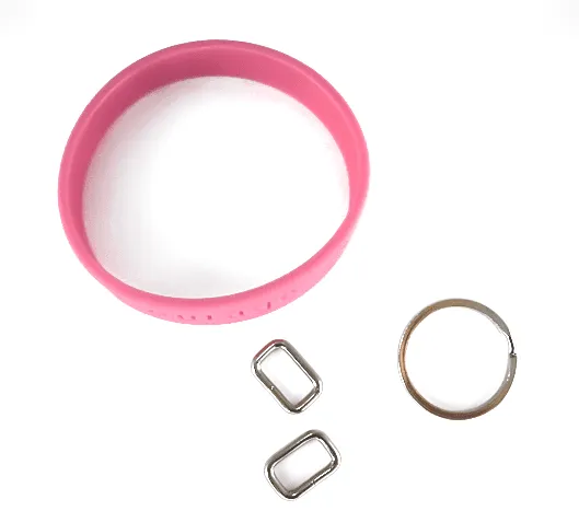 Hope Courage Faith Pink Wristband with LoopKit - Adult 8"
