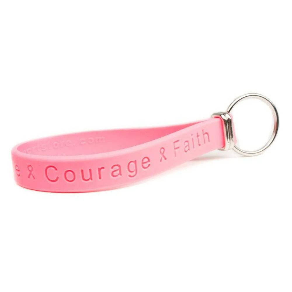 Hope Courage Faith Pink Wristband with LoopKit - Adult 8"
