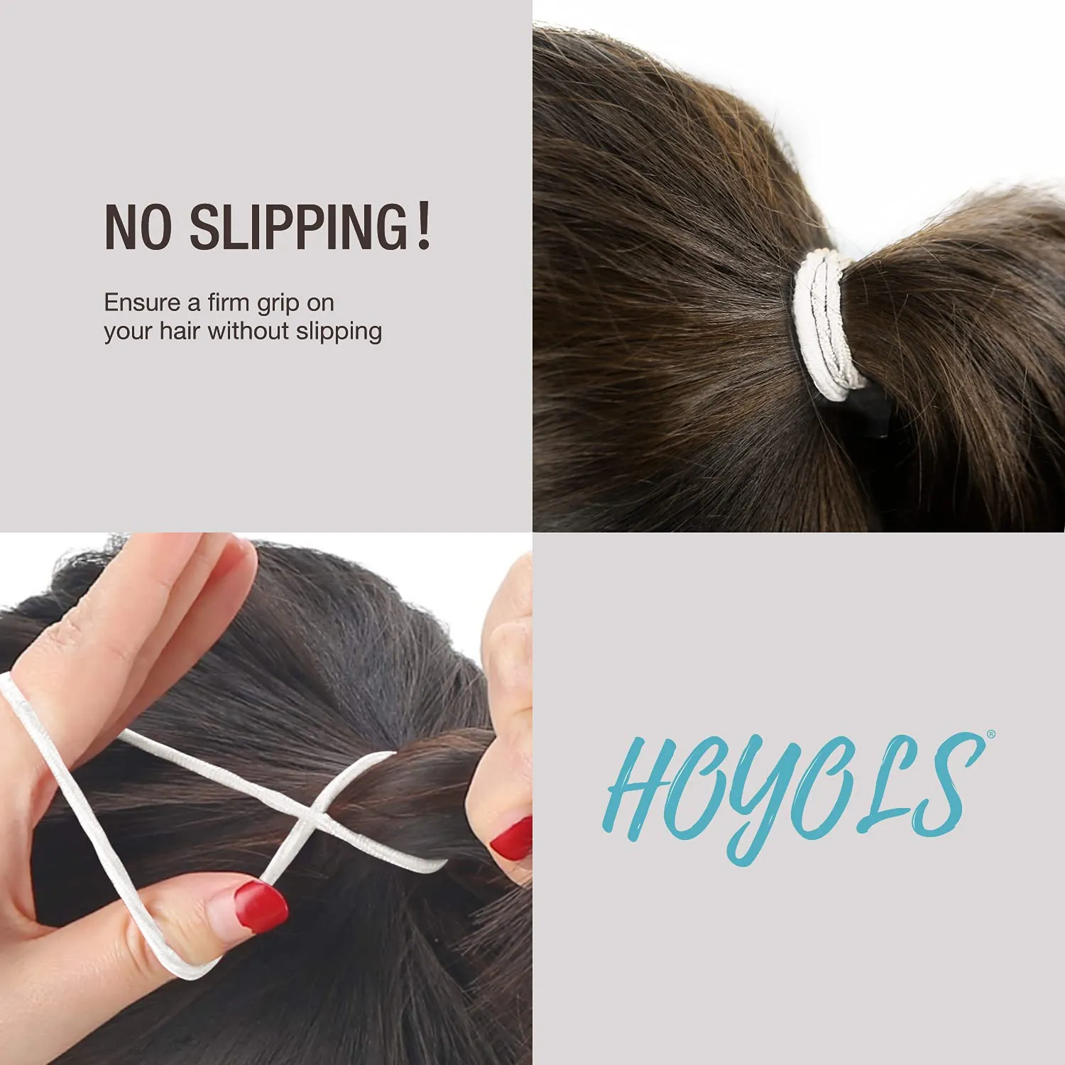 Hoyols 2mm Small Hair Elastics, White No Metal Thin Hair Ties for Women’s Hair Ponytail Holder Bands Stretch Mini 1 Inches Kids Girls, 100 Count (White)