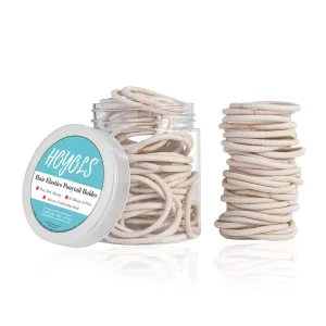 Hoyols Small Thin Hair Elastics & Ties, Beige Blonde Ponytail Holder for Thick Girls Hair Ties for Fine Hair Styling Accessories, 2mm 100 Count (Beige Blonde)