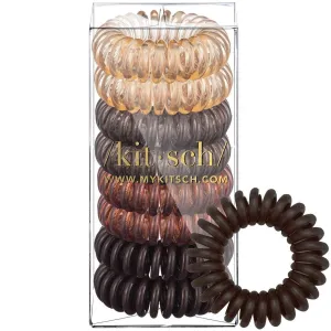 KITSCH BRUNETTE SPIRAL HAIR TIES-PACK OF 8