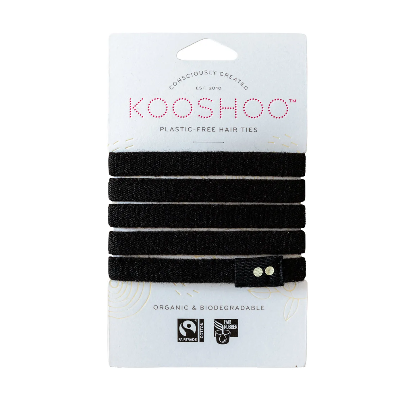 Kooshoo Plastic Free Organic Cotton Hair Ties - Black