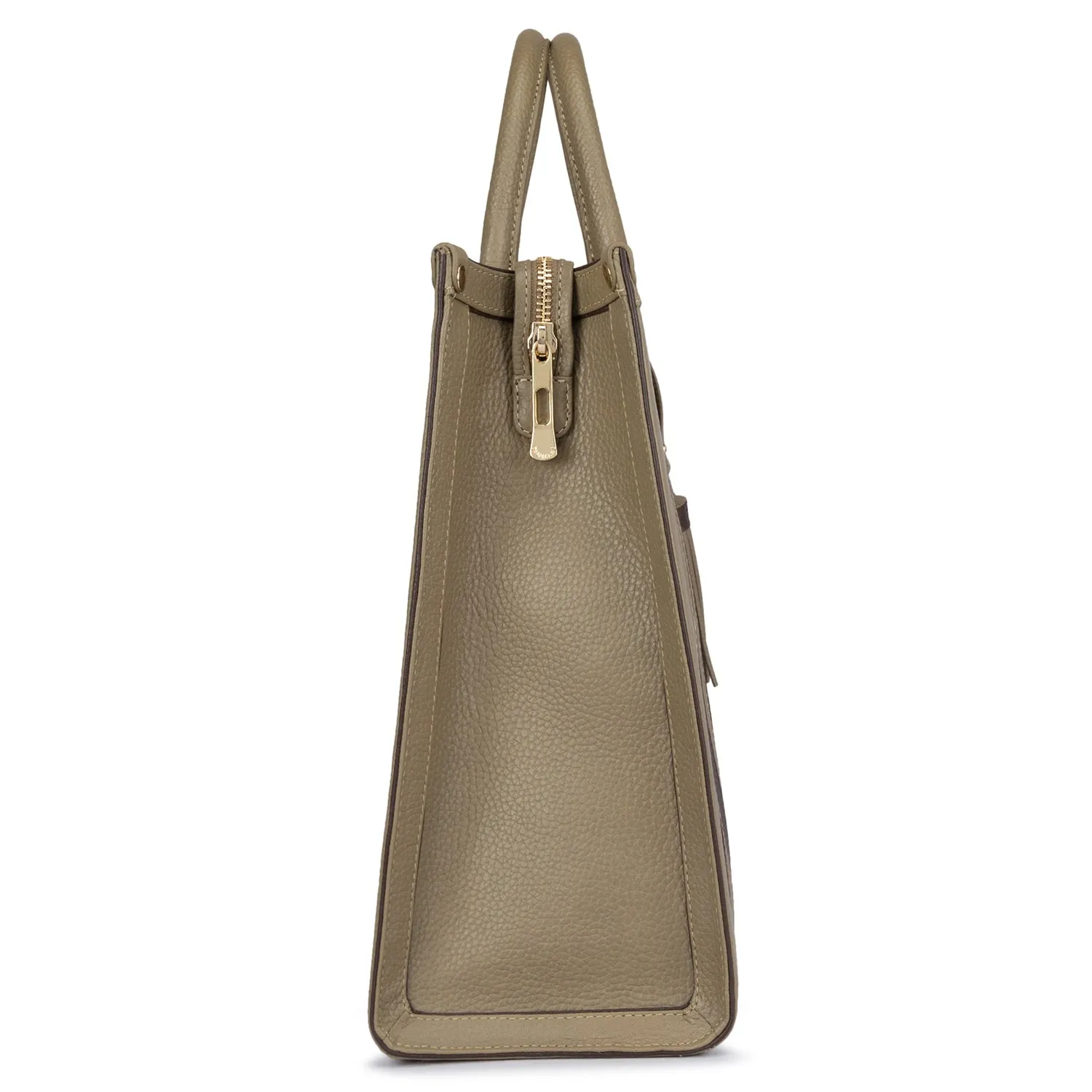 Large Wax Leather Book Tote - Olive