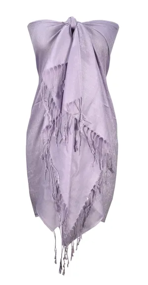 Light Lavender Double Layer Hues of Purple Jacquard Paisley Pashmina Feel Shawl
