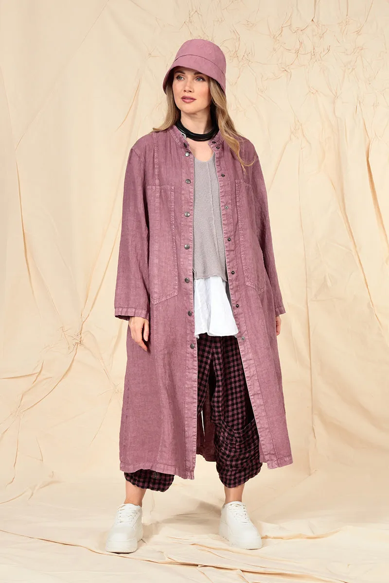 Mauve Taupe Linen Bucket Hat