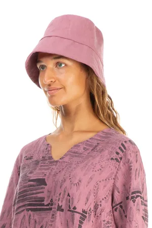 Mauve Taupe Linen Bucket Hat