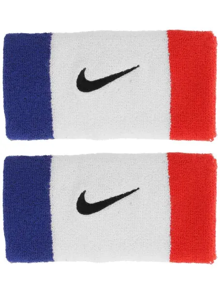 Nike Swoosh Tennis Double Wide Wristbands (Red, White, Blue)