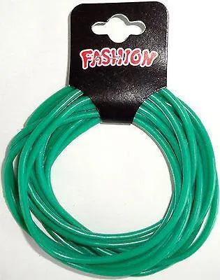 Pack of 12 Dark Green Gummy Bracelets Wristbands Bangles Boys Girls Mens Womens