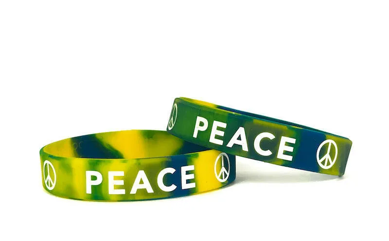 Peace Rubber Bracelet  Wristband - Tie-Dye - Youth 7"