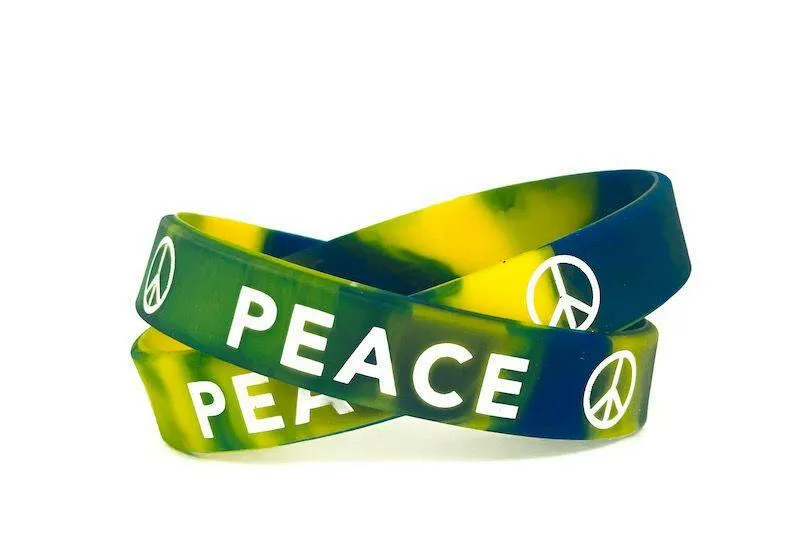 Peace Rubber Bracelet  Wristband - Tie-Dye - Youth 7"