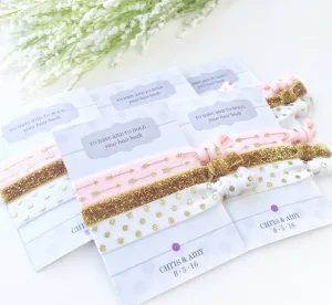 Pink and Gold Bridal Shower Favors, Hair Ties