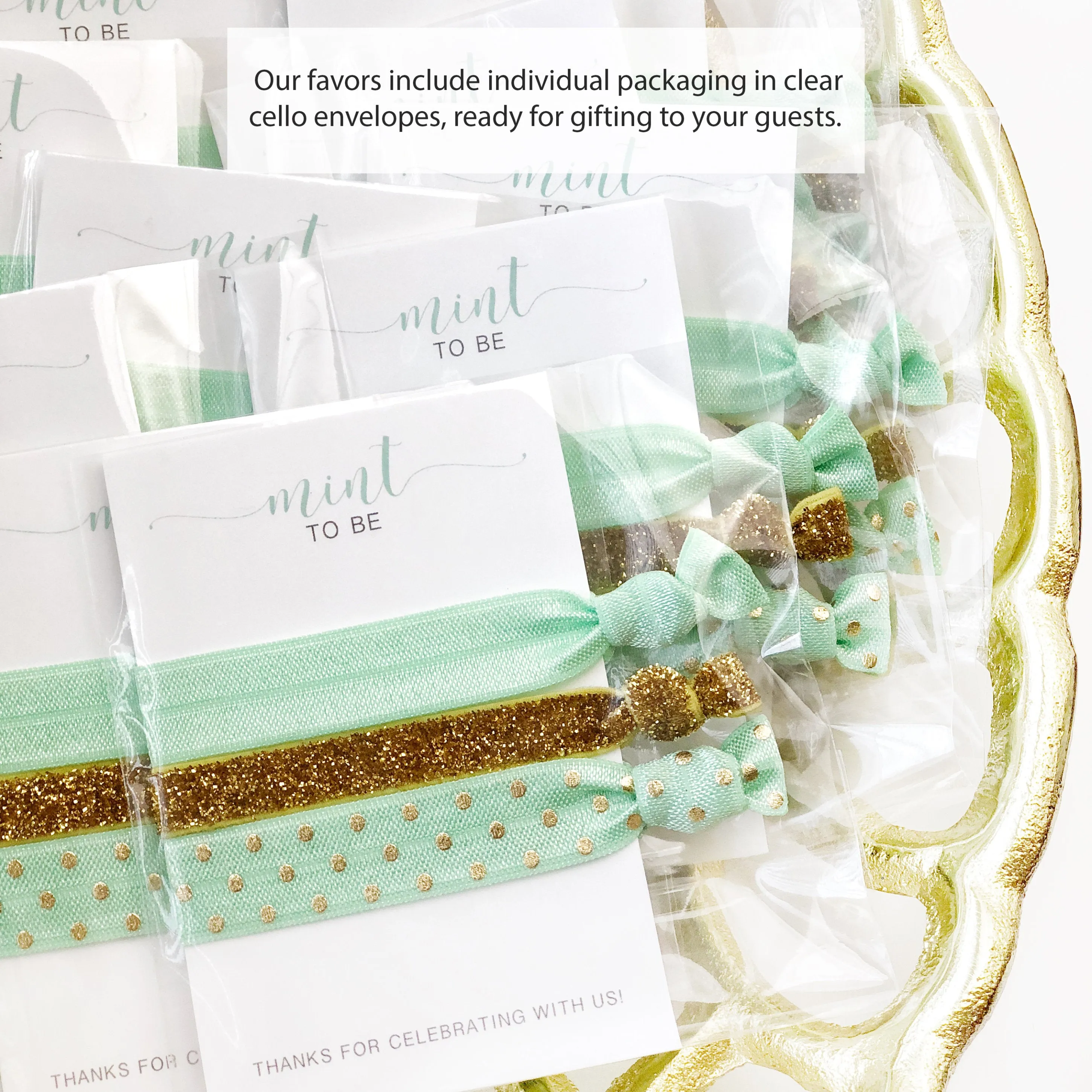 Pink and Gold Bridal Shower Favors, Hair Ties