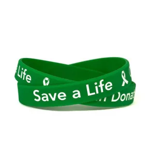 Save a Life - Organ Donation green wristband - Adult 8"