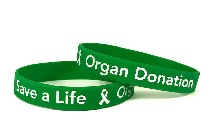 Save a Life - Organ Donation green wristband - Adult 8"