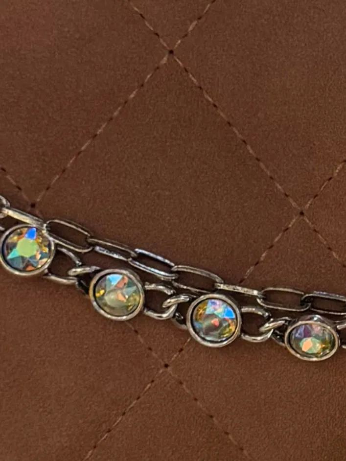 Silver Iridescent Crystal Charm Strap  Sparkle for Bags & Hats