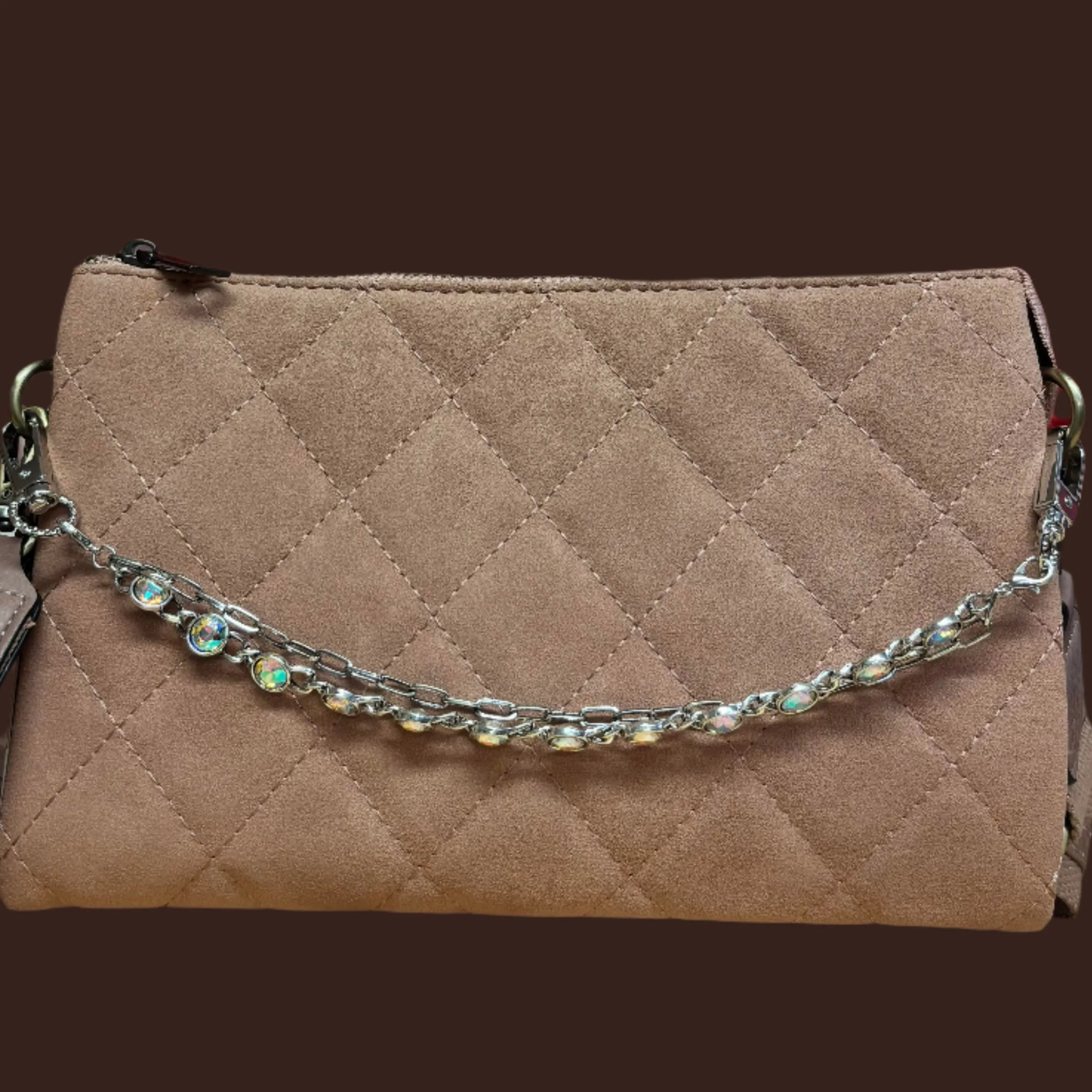 Silver Iridescent Crystal Charm Strap  Sparkle for Bags & Hats