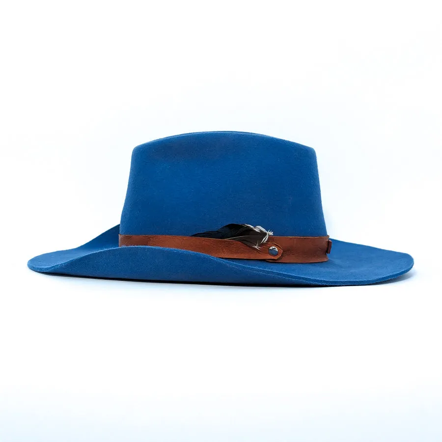 Slate Blue Pinched Fuck Yeah - Custom Felt Hat