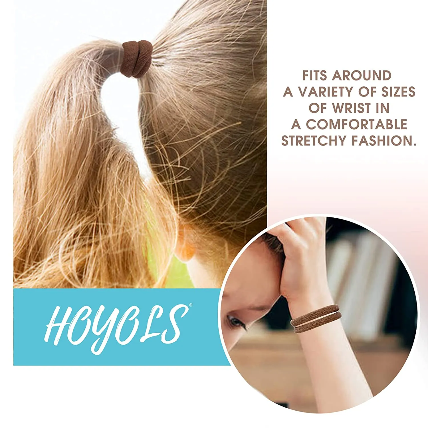 Soft & Stretch Cotton Hair Ties Large Hair Bands Nylon Fabric Ponytail Holder for Thick Heavy Curly Hair, No Slip No Damage Seamless Scrunchies Headbands  (Sparkling Amber)